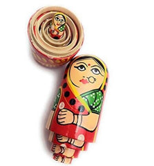 Wooden Doll Miniature Set of 5, Home Decor, Indian Handicraft, Birthday Gift, Unique Statue, Rajasthani Art, Wooden Statue, Diwali Gift
