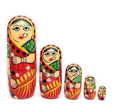 Wooden Doll Miniature Set of 5, Home Decor, Indian Handicraft, Birthday Gift, Unique Statue, Rajasthani Art, Wooden Statue, Diwali Gift