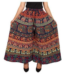 Cotton Women Regular Fit Jaipuri Printed Divider Palazzo Pant (Free Size), Cotton Pant, Indian Pants, Rajasthani Palazzo, Pants