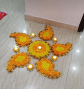 Floral Handmade Rangoli Set, Festive Home Decor, Housewarming favors, Wedding Gift, Floral Mats, Tea Party Decor