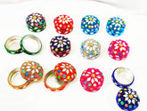 Set of 12 Pcs Handmade Mix Round Lakh Sindoor/ Roli/ Kumkum Dibbi, Gold and Multi Color, dibbi set, Kumkum box, Return Gifts, Wedding Gifts