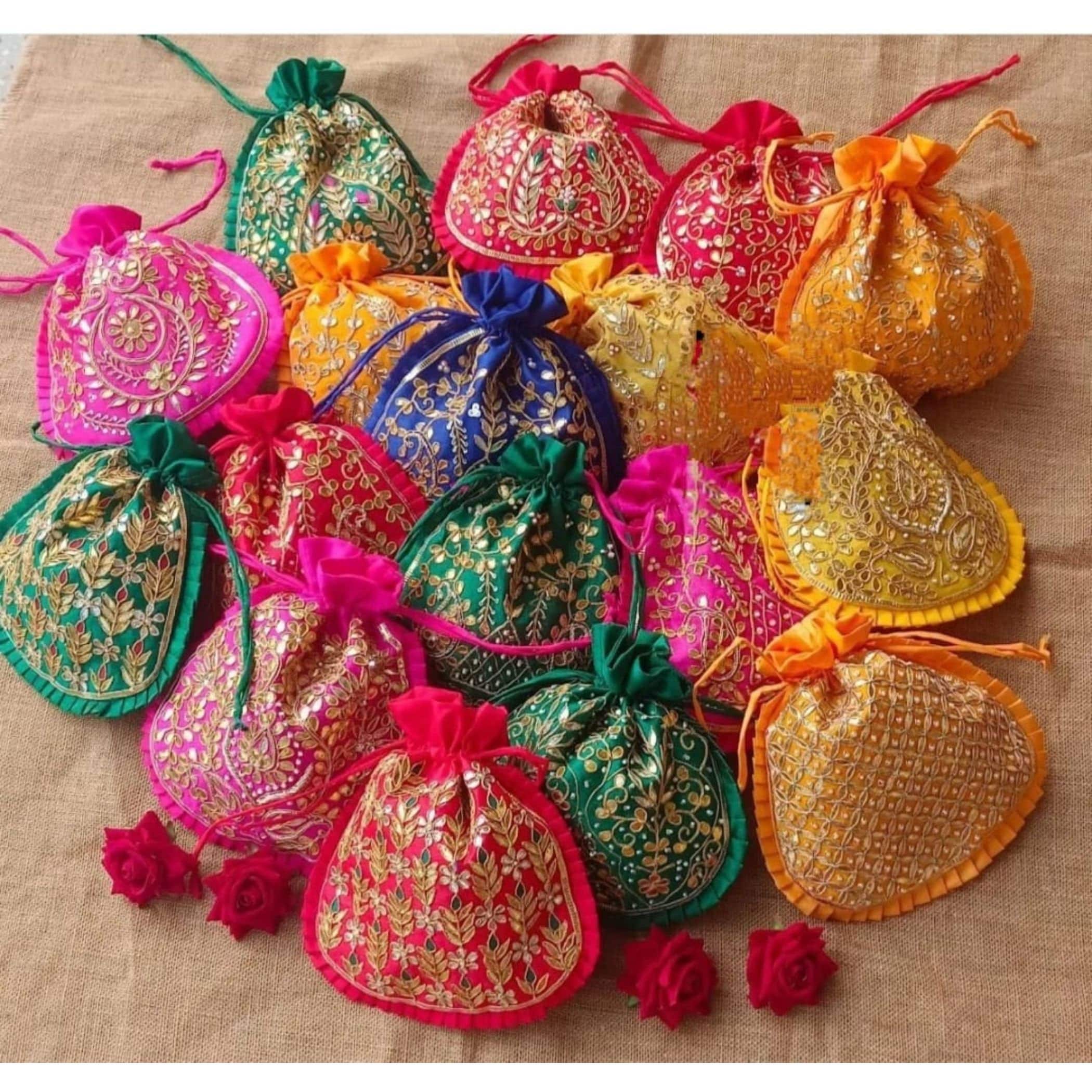 Wholesale Gorgeous Gotta Patti Zari work Potli Bags Best for