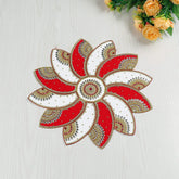 Modern Decor Red & White Wheel Rangoli Set, Home Decor, Table Top Decor Gift for Wedding Anniversary Festival,Pooja decor, Return Gift