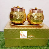 Wholesale Metal Bowl Plating Dry Fruit Container Decorative Serving Bowls 2 Jars and 1 Tray with Golden Box