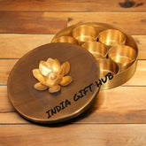 Gold Plated Pooja Samagridaan, Wedding Gift, Festival Gift, Pooja Decor Thali, Pooja Return Gift