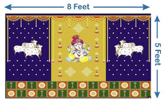 Ganesha Decorative Backdrops, Ganesha Backdrop, Housewarming Backdrop Ganesha Cloth Pooja Decoration Traditional Background Curtain