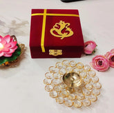 Gold Plated Crystal Diya 5 Inches, Wedding Favour, Indian Wedding Gift, Decorative Diya, Return Gift, Housewarming Gift
