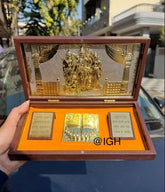 Gold Plated God Idol Charan Paduka (Ram Darbar Paduka) Photo Frame with Charan Paduka, Wedding Return Gift, Wooden Gift, Prosperity Gifts