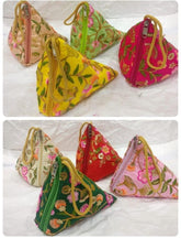 Indian Traditional Women Samosa Shape Potli Bags, Evening Handbags for women Best for gifting, Diwali Gift, Wedding Favor, Indian Potli