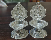 German Silver Laxmi Ganesha pair Diya, Wedding Favor, Indian Wedding Gift, Decorative Diya, Return Gift, Housewarming Gift, Diwali Gift