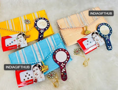 Mehndi Favors, Bridesmaid Gift, Wedding Return Gift, Clutch Bag Bracelet Bindi Hand Mirror Women's Giveaway Gifts, Gift For Her, Diwali Gift