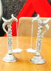 German Silver Antique Peacock Hanging Diya, Wedding Favor, Indian Wedding Gift, Decorative Diya, Return Gift, Housewarming Gift, Diwali Gift