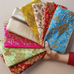 Silk Clutch Pouch, Indian Wedding Handbag, Wedding favor, Wedding Gift, Fabric Envelope, Indian Return Gift, Clutch Bag, Diwali Gift