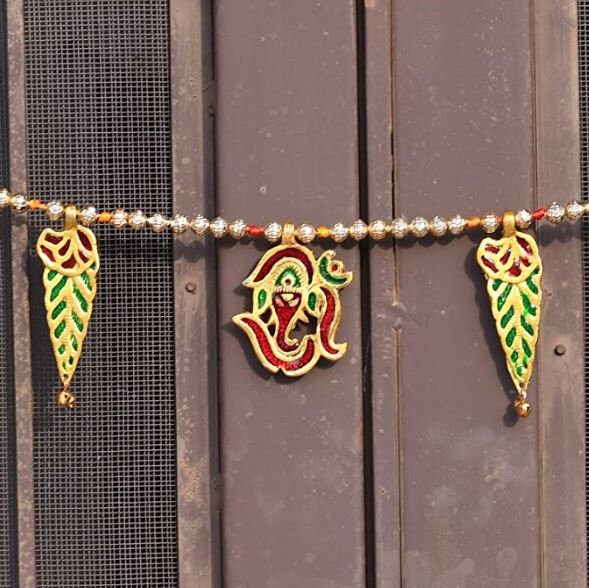 Metal Door Hanging, Wall Toran, Bandarwal for Home Decoration, Ganesha Toran Mandir Temple, Door Wall Hanging, Christmas Gift, Diwali Gift