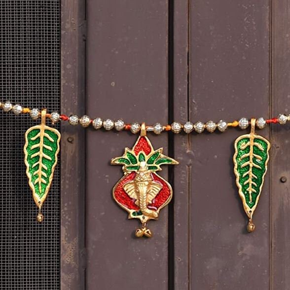 Metal Door Hanging, Wall Toran, Bandarwal for Home Decoration, Ganesha Toran Mandir Temple, Door Wall Hanging, Christmas Gift, Diwali Gift