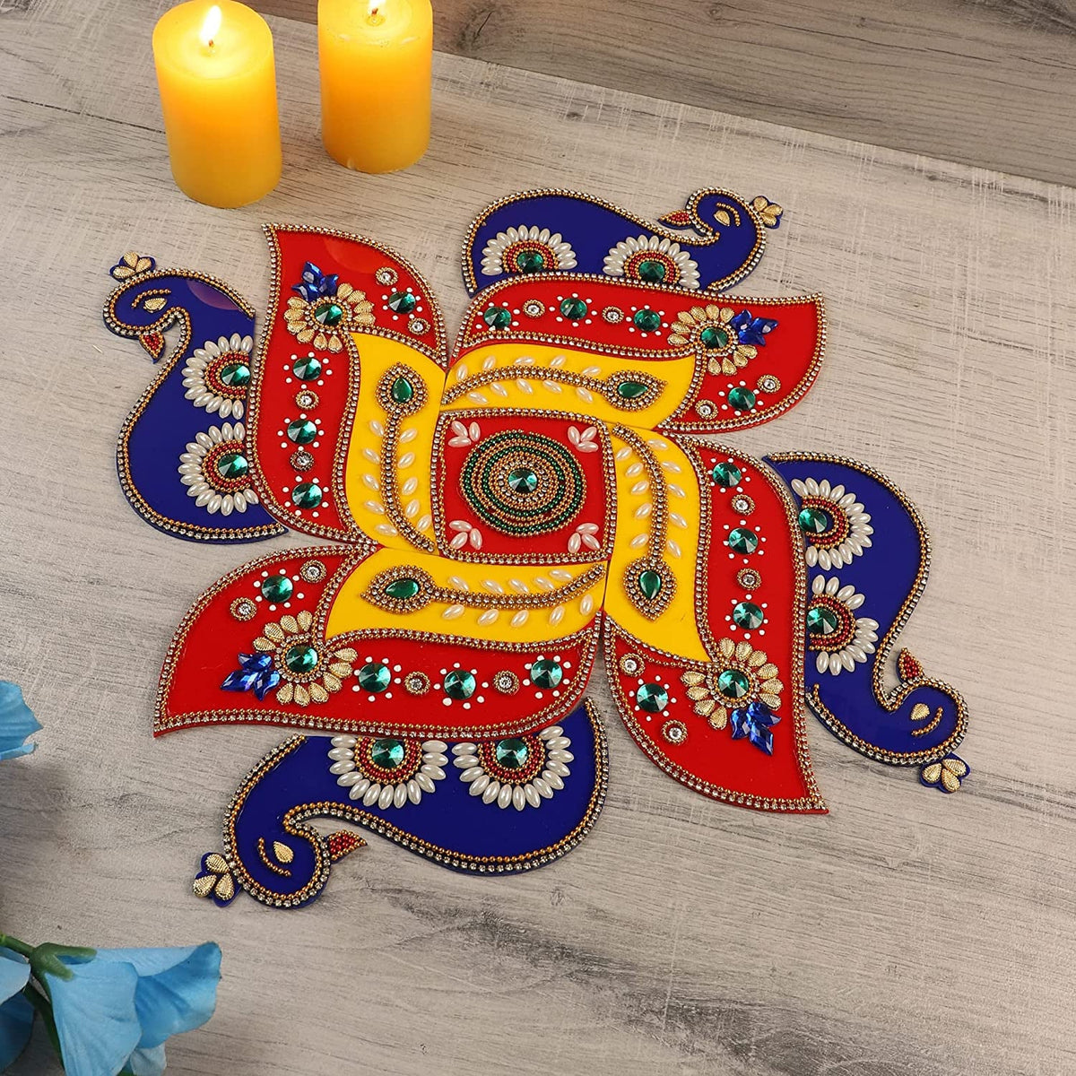 Swastik Peacock Shape Rangoli Set, Table Top Decor, Home Decor, Housewarming Gift, Gift For Her, Gift For Anniversary Wedding decor