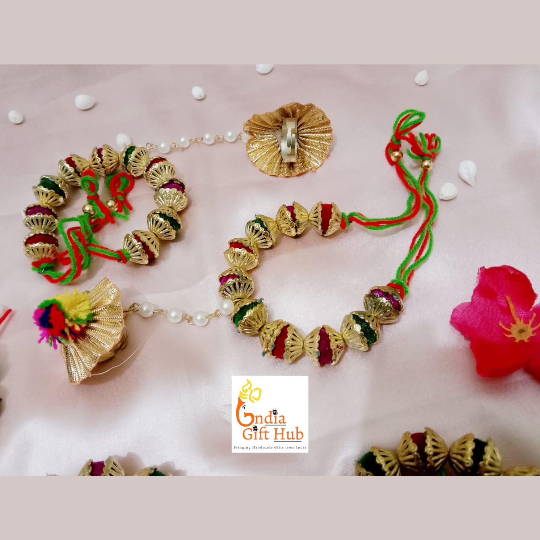 Handmade Adjustable Bracelet with Ring, Party Favour, Return Favour, Indian Wedding Gifts, Bridesmaid Gift, Party Return Gift New