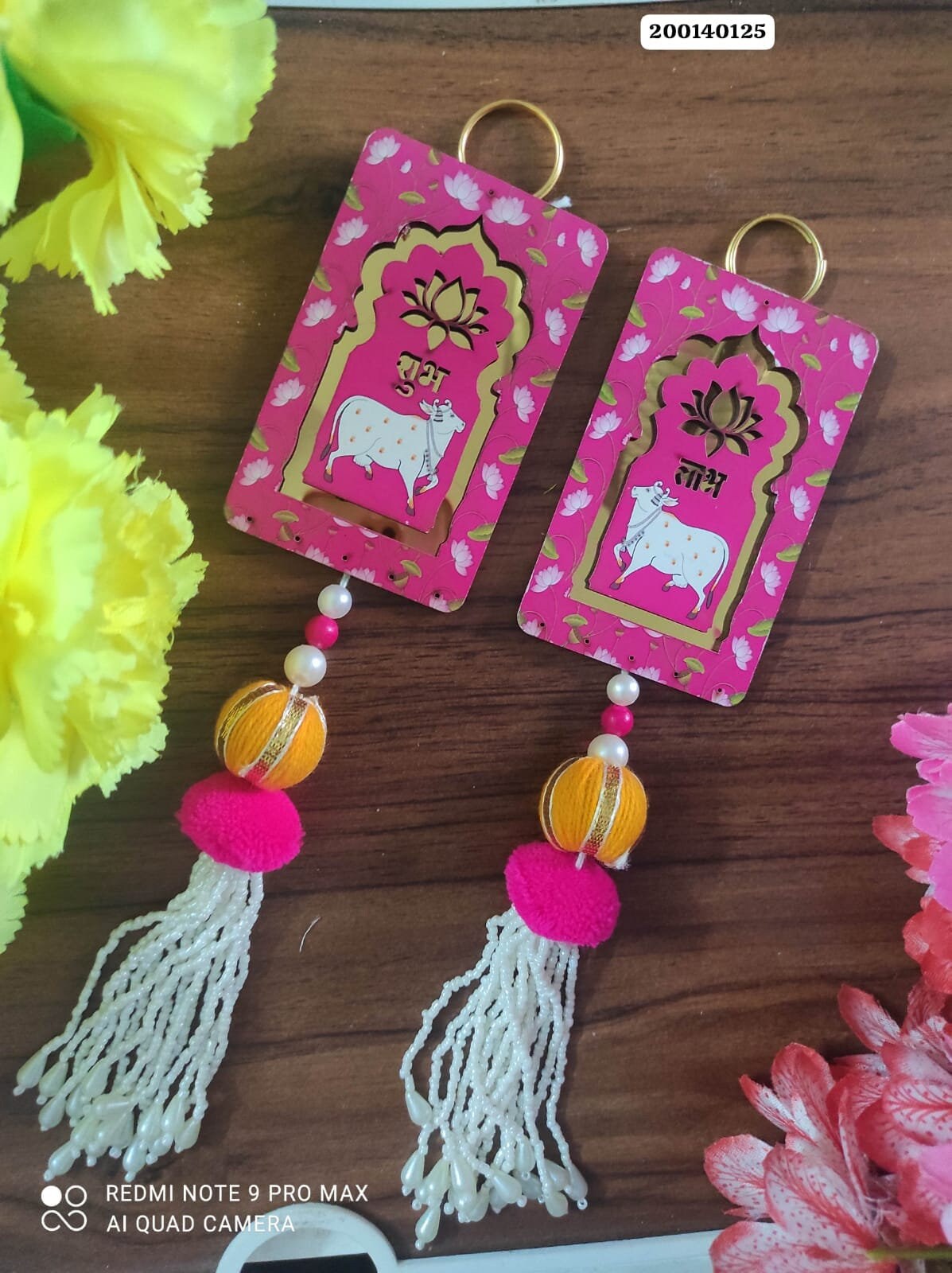 Lotus Design Shubh Labh Hanging  Set (2 x 6 inch, Set of 2), Door Hanging, Wall Hanging, Home Decor, Diwali Gift