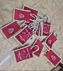 Jute Bags for Return Gift, Thamboolam Bags, Wedding Gift, Baby Shower Gifts, Baby&#39;s Feet Printed With Name And Date Printed Jute Bags