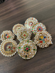 Kundan Pearl Gold Plated Ruby Emerald Gemstone Studded Cocktail Finger Ring, Party/Return Favor, Indian Wedding/Diwali Gift, Bridesmaid Gift