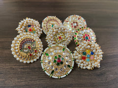 Kundan Pearl Gold Plated Ruby Emerald Gemstone Studded Cocktail Finger Ring, Party/Return Favor, Indian Wedding/Diwali Gift, Bridesmaid Gift