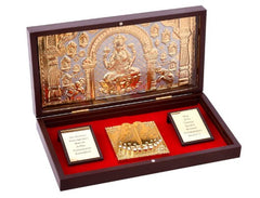 Gold Plated God Idol Charan Paduka (Asht Laxmi) Photo Frame with Charan Paduka, Wedding Return Gift, Wooden Momento Gift, Prosperity Gifts