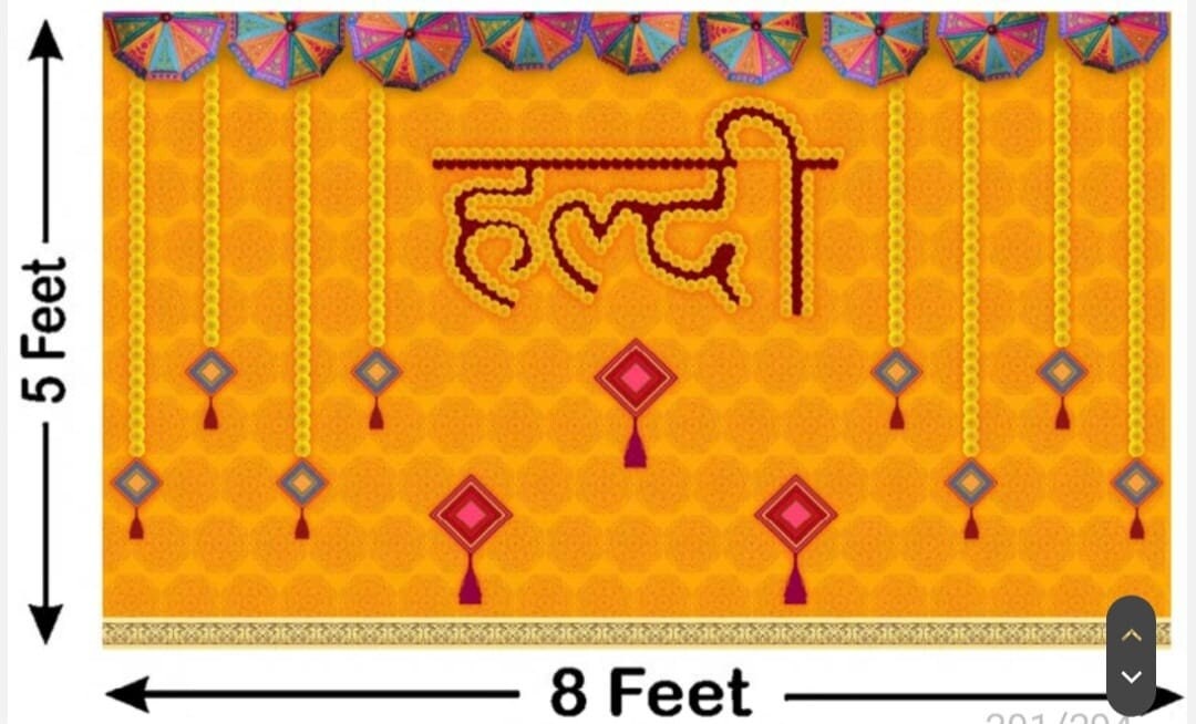 Backdrop Cloth For Wedding Decoration Traditional Background Curtain Cloth For Haldi Function, Decorative Backdrops, size 8 Height, 5 Width