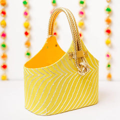 Indian Lehriya Golden Handle Women&#39;s Embroidered Handbag, Mothers Day Gift, Wedding Favor, Return Gift, Birthday Gift, Bridesmaid Gift